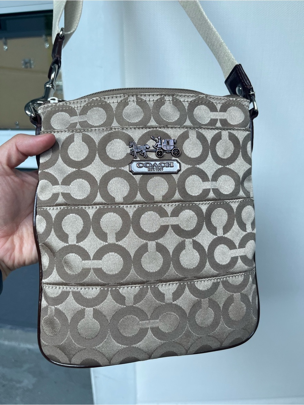 COACH Tan & Cream Signature Crossbody Bag